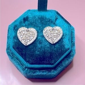 Heart-Shaped Silver Zircon Stone Earrings